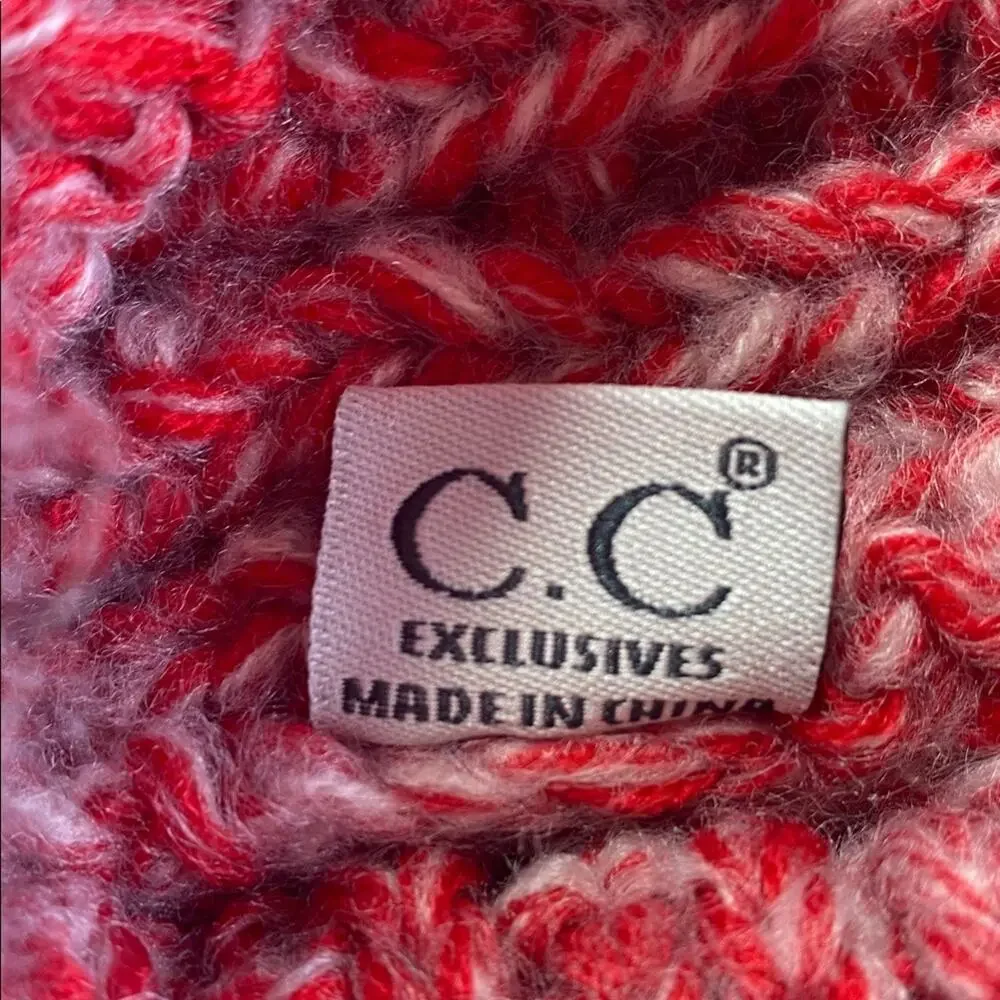 C.C Kids Red and White Pom-Pom Hat